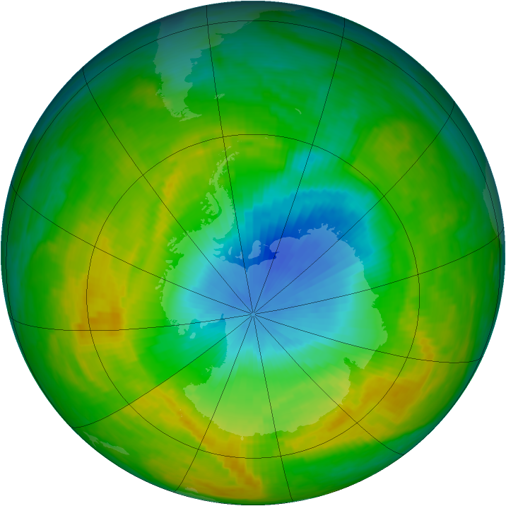 Antarctic ozone map for 21 November 1984